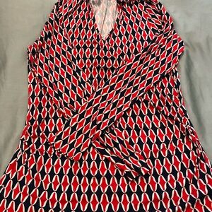 Stylish Red and Blue Crossover Jersey Top